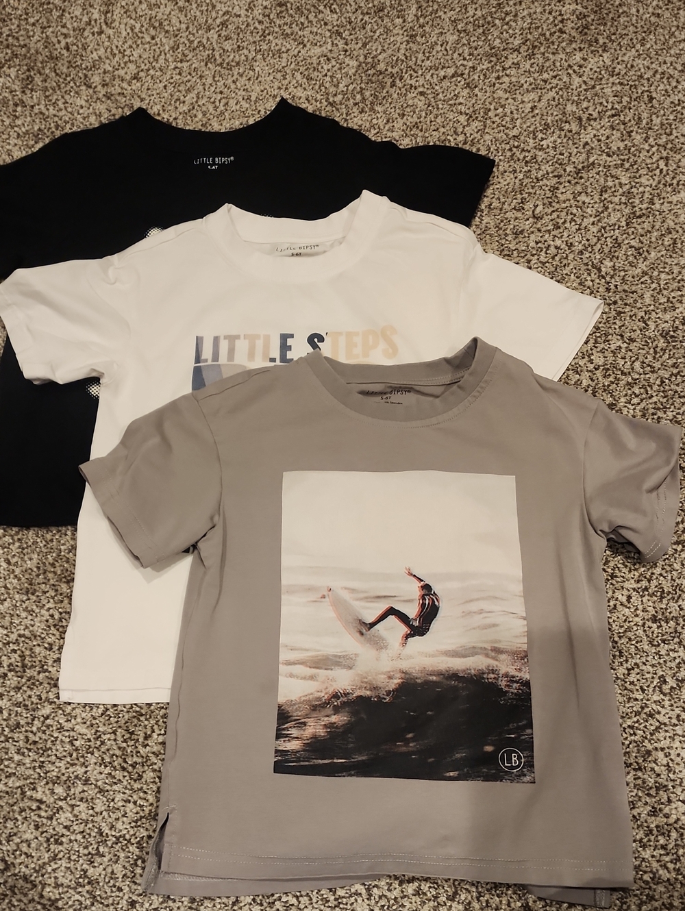 Little Bipsy Boys Surf Graphic Tee Set - Gray, White, Black